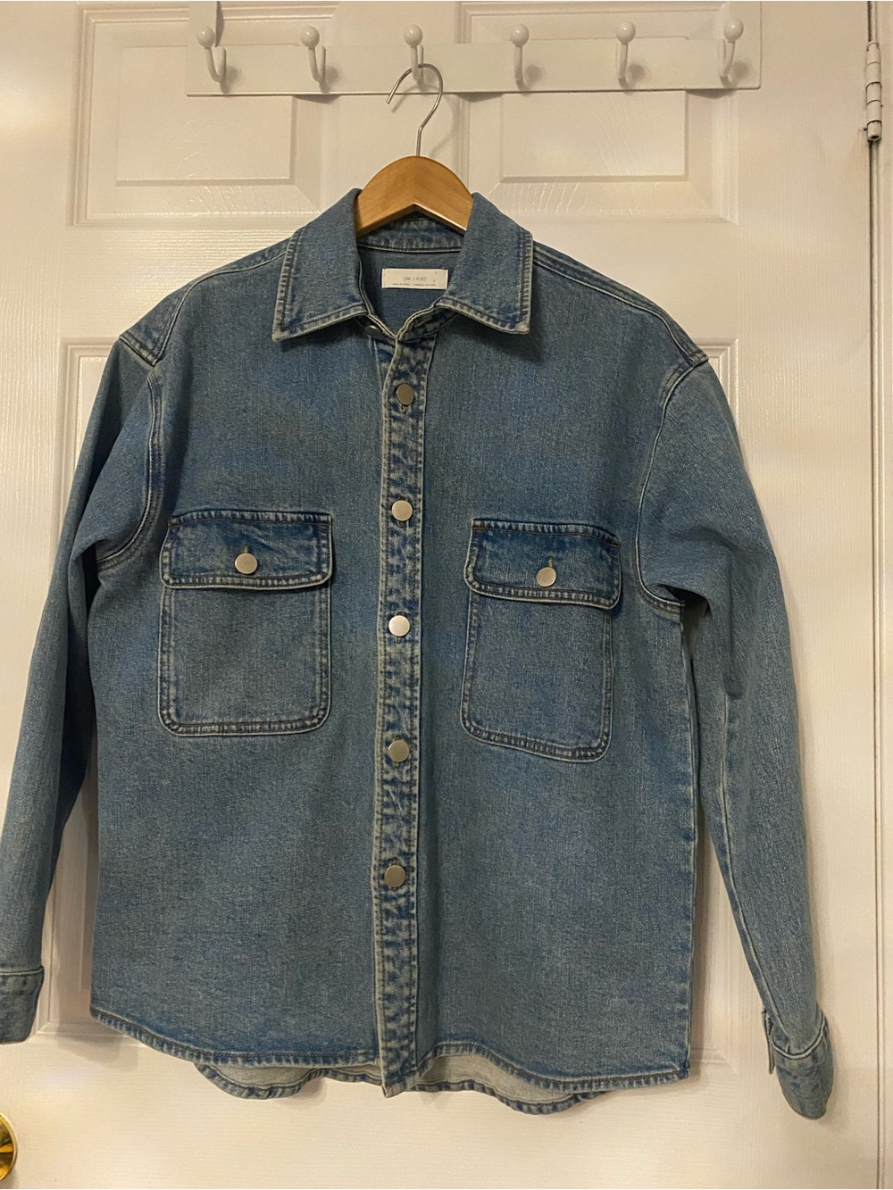 OAK + FORT Light Blue Boxy Denim Jacket with Chest Flaps #22